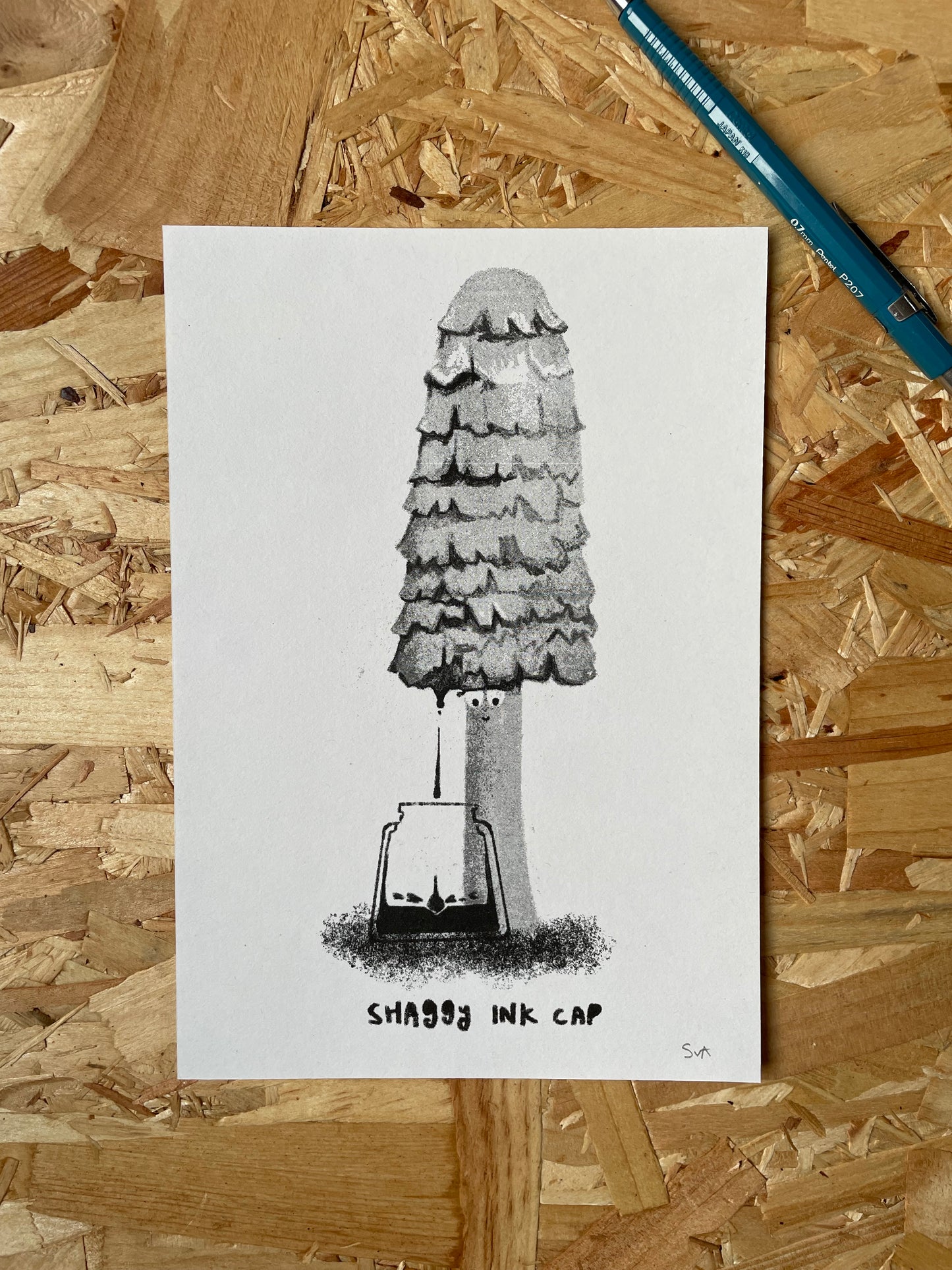 ‘Shaggy Inkcap’ A5 Risograph Print