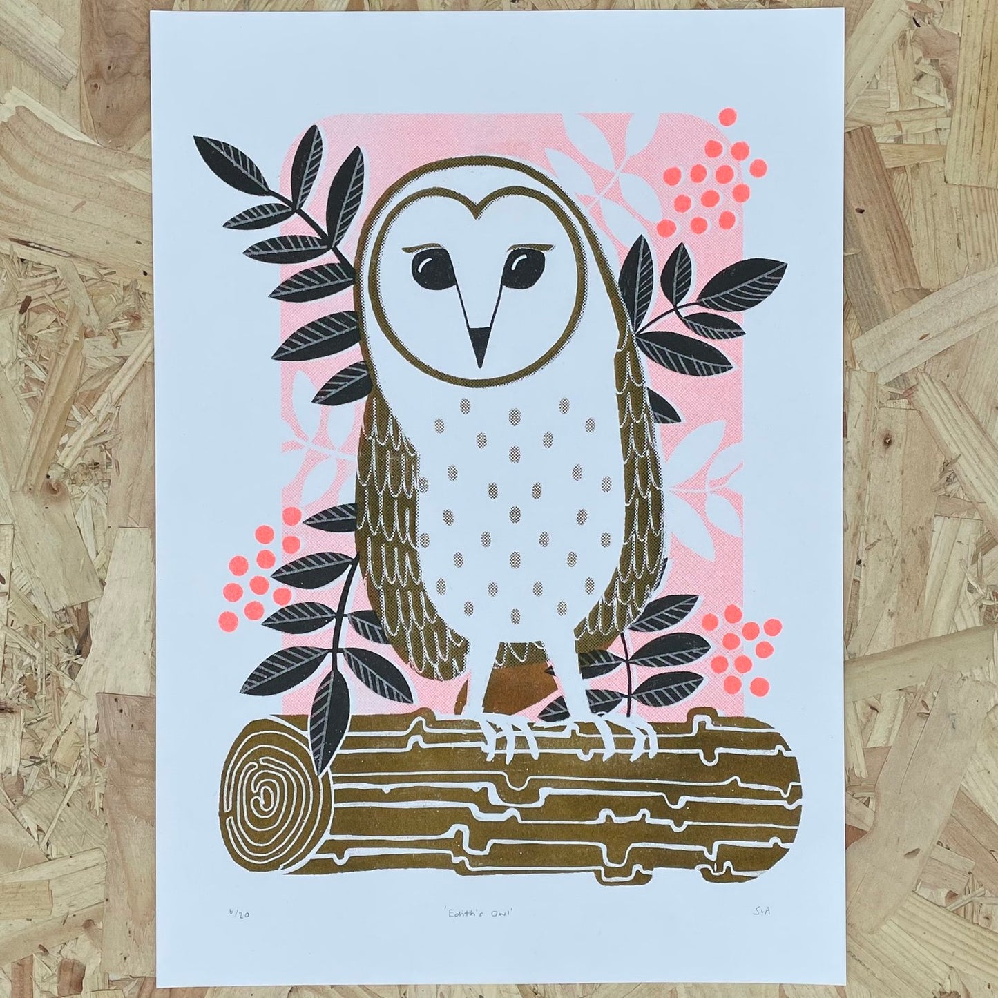 ‘Edith Owl’s’ A3 Risograph Print