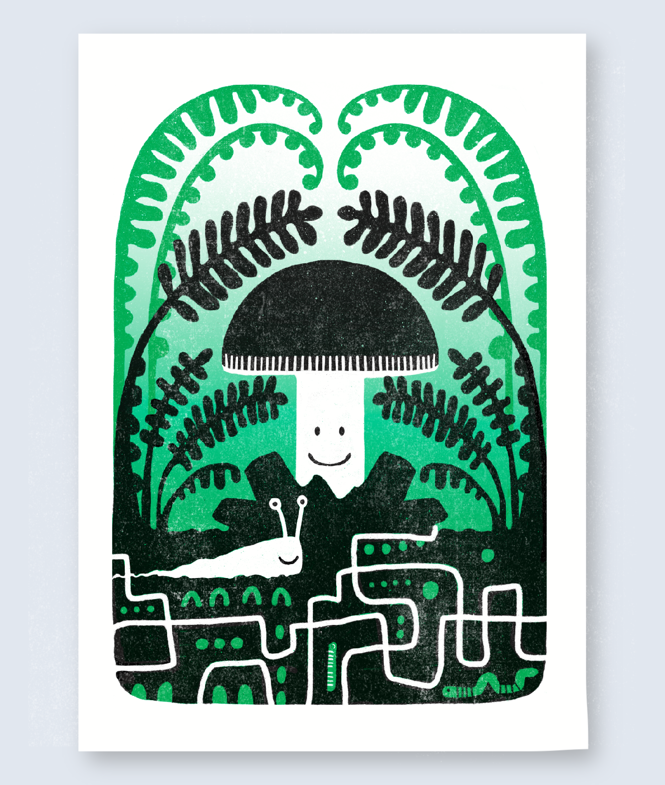 ‘Ferny Fungi’ A3 Risograph Print