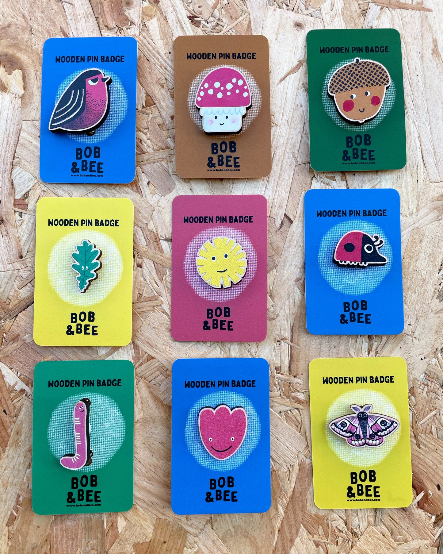 Worm Wooden Pin Badge