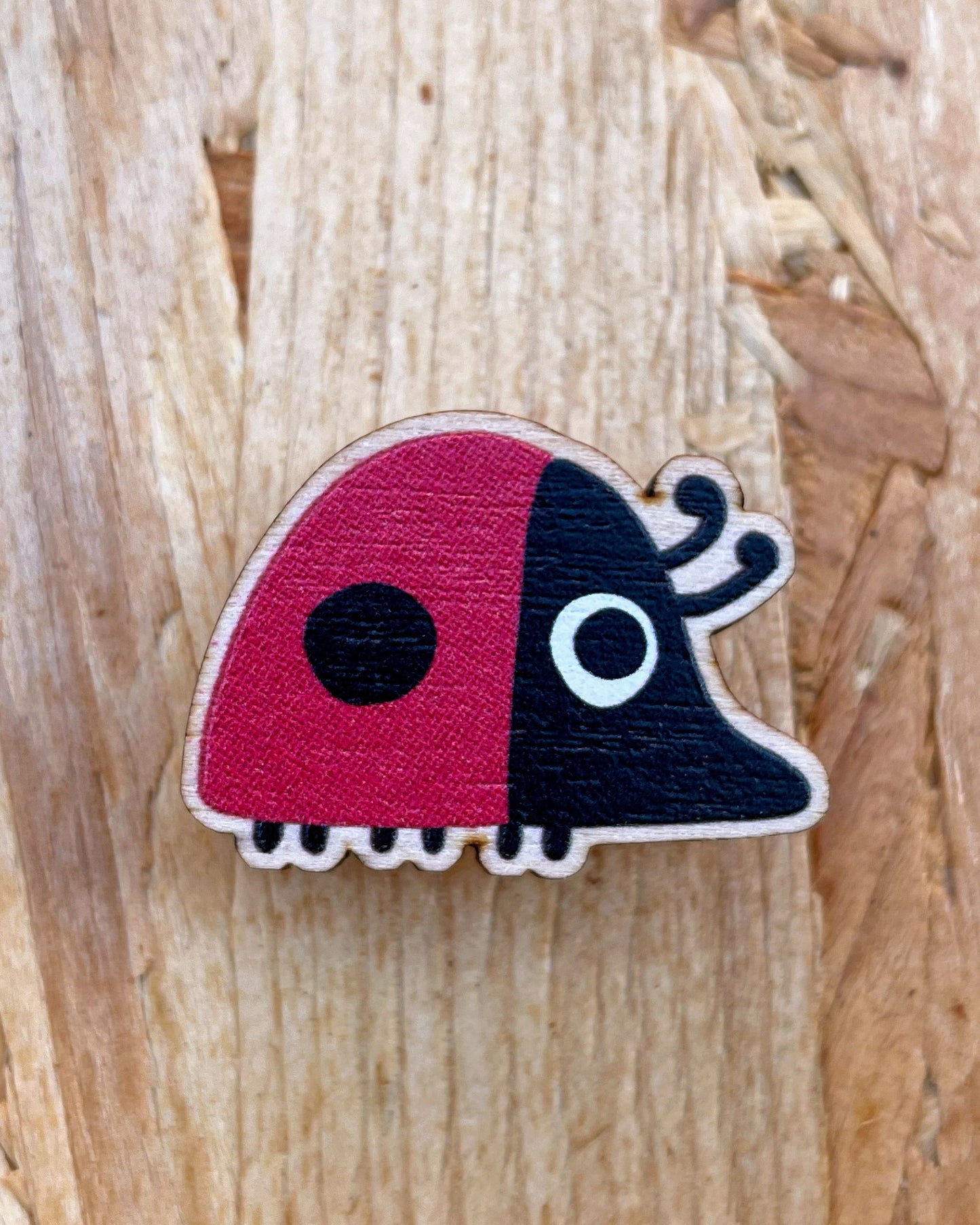 Ladybird Wooden Pin Badge