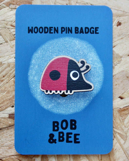 Ladybird Wooden Pin Badge