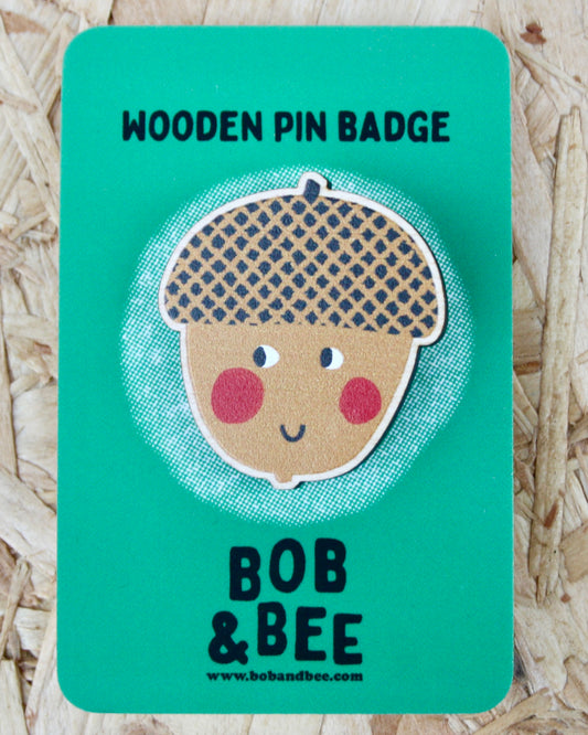Acorn Wooden Pin Badge